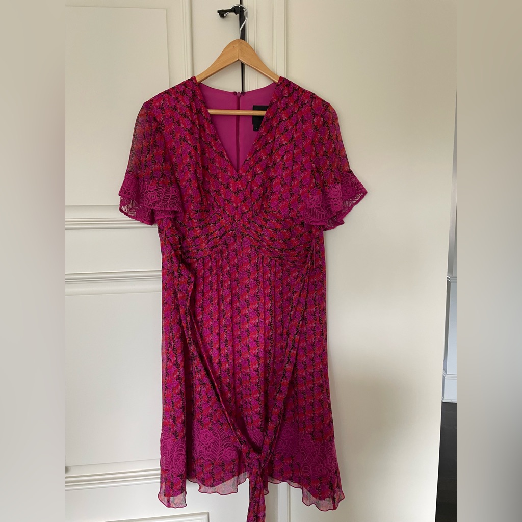Anna Sui Vibrant Pink And Purple Midi Dress